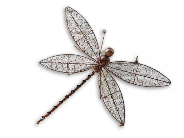 Copper Wire Dragonfly Wall Art - Medium